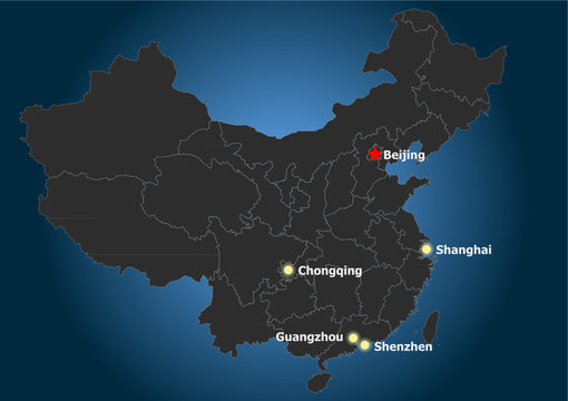 China main city distribution and position