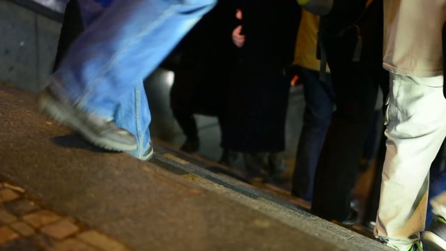 people walking on the staircase