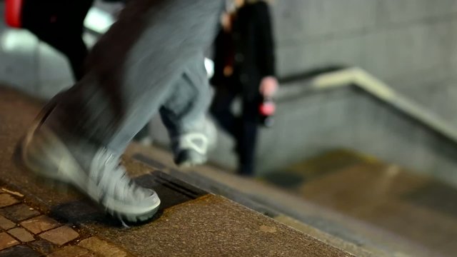 people walking on the staircase - timelapse