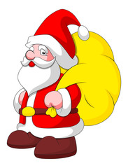 Cartoon Santa with Bag - Christmas Vector