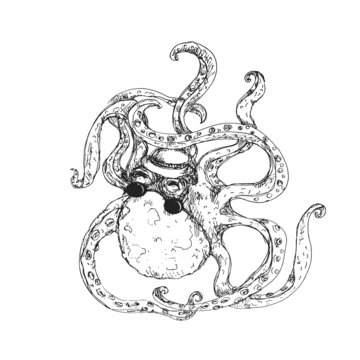 Hipster Octopus Tattoo