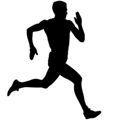 Athlete on running race, silhouettes. Vector illustration.