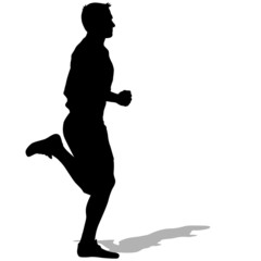 Athlete on running race, silhouettes.