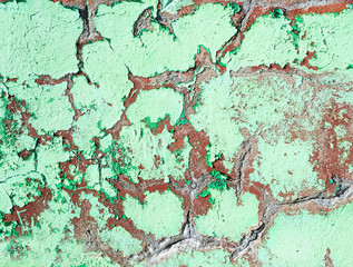 green painted wall damage surface