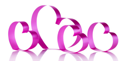 Pink paper hearts isolated on white