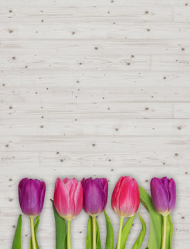 Tulpen auf hellem Holz