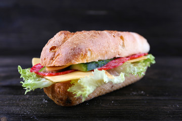 Fresh and tasty sandwiches with cheese and vegetables