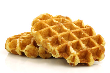 freshly baked waffles on a white background