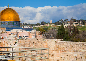 Dome of the Rock and Temple Mount with snow