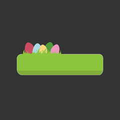 Easter vector green button with eggs