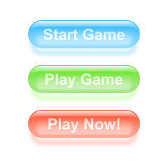 Play Game glassy buttons. Vector illustration