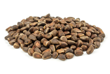 cedar pine nuts isolated on white background