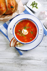 Ukrainian beetroot soup - borscht,