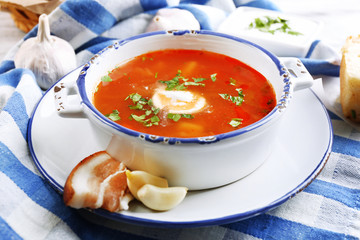 Ukrainian beetroot soup - borscht,