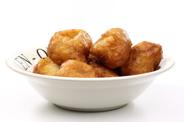 freshly baked traditional dutch oliebollen