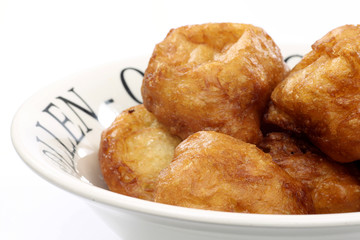 freshly baked traditional dutch oliebollen
