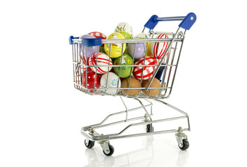 shopping cart with easter eggs