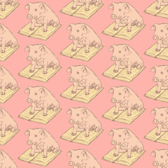 Sketch fancy pig in vintage style