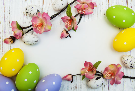 easter background with easter eggs