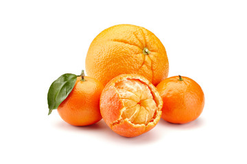mandarines on white background