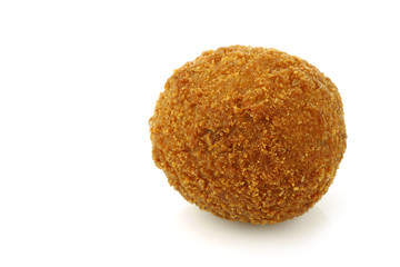 traditional Dutch snack called "bitterbal" on a white background