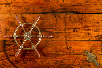 Ship's Wheel on Hatch Cover Table