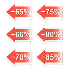 Arrow discount labels. Part three. Vector illustration