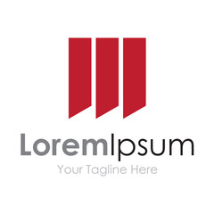 Three red stripes elegant simple business icon logo