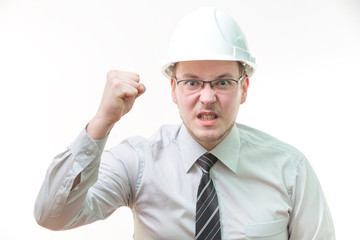 evil engineer in a white helmet