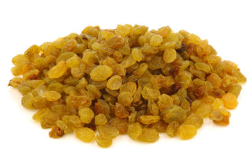 dried white raisins on a white background