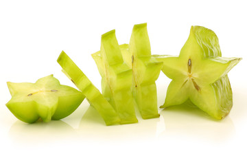 fresh green starfruit  on a white background