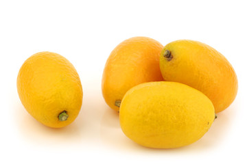 kumquats(Citrus japonica)  on a white background