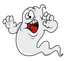 Funny Cartoon Ghost - Halloween Vector Illustration