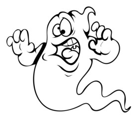 Frightened Ghost Cartoon - Halloween Vector Illustration