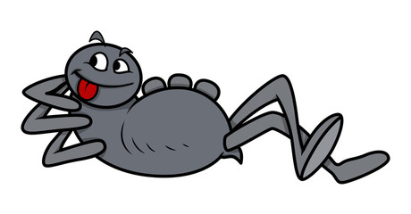 Spider Having Rest After Eating - Halloween Vector Illustration