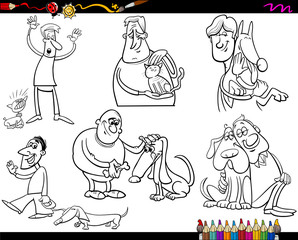 people with pets coloring page