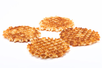 Round waffles on white background