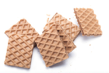 Chocolate waffels on white background