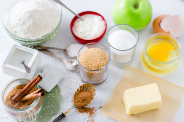 Ingredients for apple pie or cookies