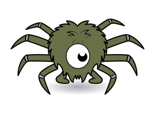One Eye Funny Spider Cartoon Vector