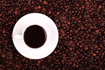 Top view of a cup of coffee