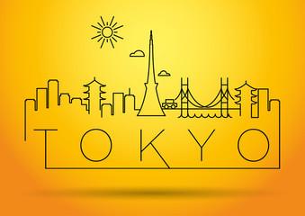 Tokyo City Line Silhouette Typographic Design
