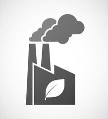 Industrial factory icon with a leaf