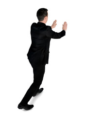 Business man push something