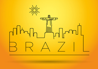 Brazil City Line Silhouette Typographic Design