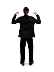 Business man hold something