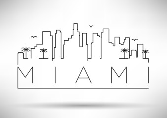 Naklejka premium Miami City Line sylwetka projekt typograficzny