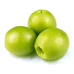 green olives isolated.