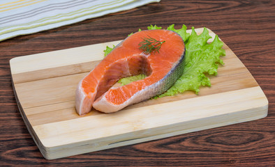 Raw salmon steak