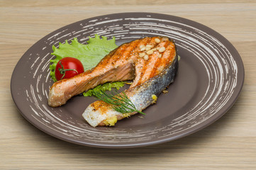 Grilled salmon steak